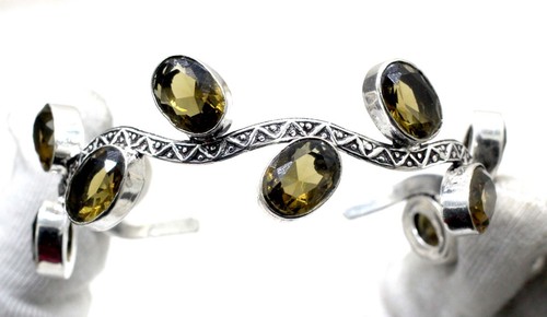 VALENTINO Bracciale in argento sterling 925 con pietre preziose quarzo fumé fatto a mano gioielli S ADJ"