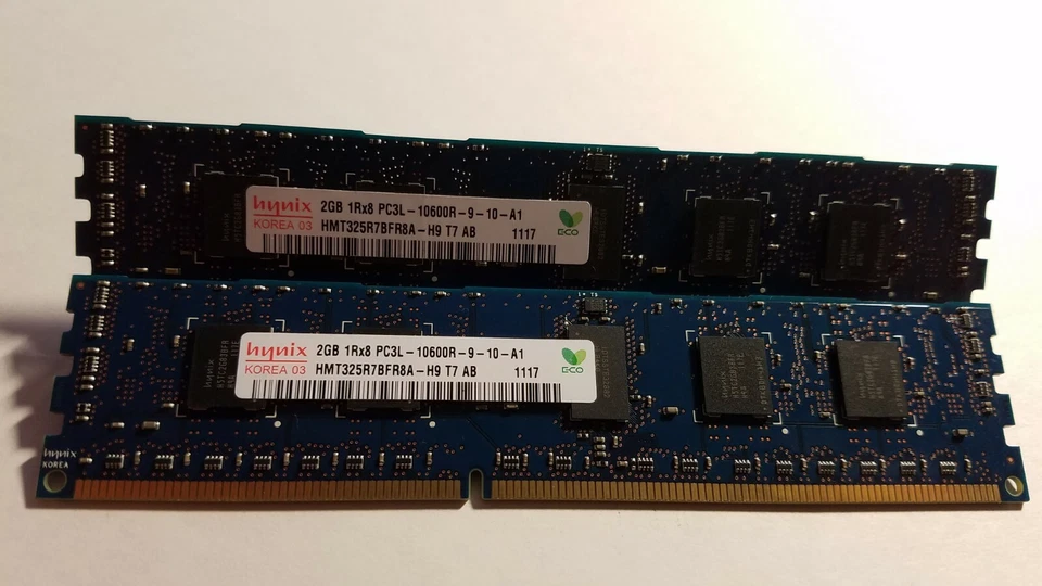 Server;Hynix 4GB(2X2GB) PC3L-10600R DDR3-1333MHz ECC Registered CL9 240-Pin DIMM - Image 1 of 1