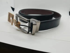 Dockers Mens Belt Reversible Black Brown XL 42 - 44 Faux Leather Gunmetal Buckl - Picture 1 of 24