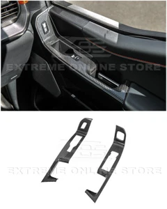 For 21-Up Ford F-150 Carbon Fiber Interior Front Door Side Panel Trim Cover Pair - Picture 1 of 24