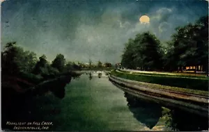 Moonlight on Fall Creek Indianapolis Indiana Postcard - Picture 1 of 2