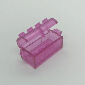 Lego - 1 x Trans Rosa Schatztruhe mit Deckel - 5x2x2 Nieten inkl. Griffe (4738ac01) - Bild 1 von 2