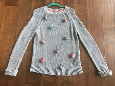 Boden Girls Pompom Sweater Gray Size 14-16 - Image 1 of 3