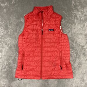 Patagonia Vest Womens Size Large Nano Puff Red Primaloft Full Zip Quilted 84247