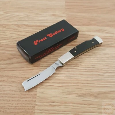 Frost Cutlery Lockback Folding Knife Stainless Razor Blade Buffalo Horn Handle - Image 1 of 4