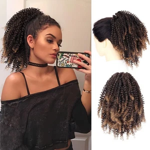 Updo Bun Afro Puff Cordón Cola de Caballo Rizada Cola de Caballo Extensión Uso Diario - Imagen 1 de 19