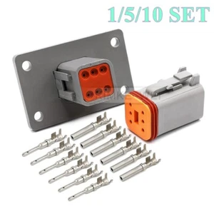 Deutsch DT Series 6 Pin/Way Flange Mount Connector Plug Kit DT04-6P-L012/DT06-6S - Picture 1 of 6