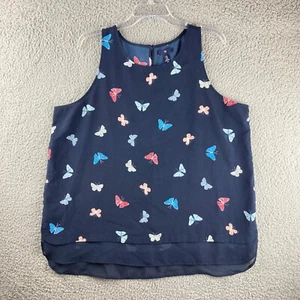 Camicetta canotta doppio strato GAP taglia XL blu navy farfalla senza maniche top carriera - Foto 1 di 13
