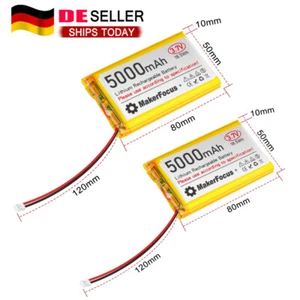 2PCS 3.7V 5000mAh 1S 3C 105080 LiPo Battery with PH2.0 for Electronic Device DE - Bild 1 von 9