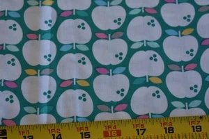 18" Long, White Apples on Green Quilt Cotton, FreeSpirit, McMorris, N3696 - Picture 1 of 6