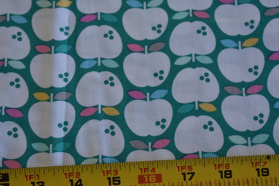 18" Long, White Apples on Green Quilt Cotton, FreeSpirit, McMorris, N3696 - Image 1 of 4