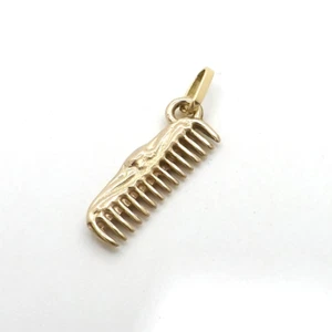 Solid 18k Gold Vanity Barber Hair Stylist Comb Charm Pendant 3gr - Picture 1 of 6