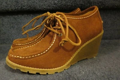 SPERRY коричневый замшевый кожаный шнурует вверх толщиной стежок ботинок на танкетке каблуке туфли, W 7,5 ~ - Изображение 1 из 4