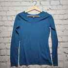 Saks Fifth Avenue Wool Cashmere Blue Slight V Neck Sweater Top Size Xs