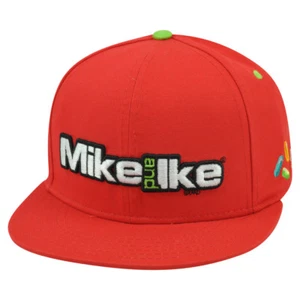 Mike And Ike Candy Brand Chewy Fruit Novelty Red Flat Bill Snapback Hat Cap - Picture 1 of 2