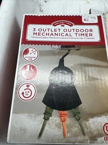 Holiday Time Christmas 3 Outlet Outdoor Mechanical Timer. New - Picture 1 of 1