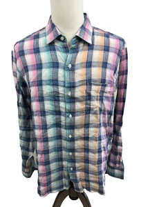 Camicia Tommy Bahama a quadri 100% lino uomo manica lunga grande - Foto 1 di 6