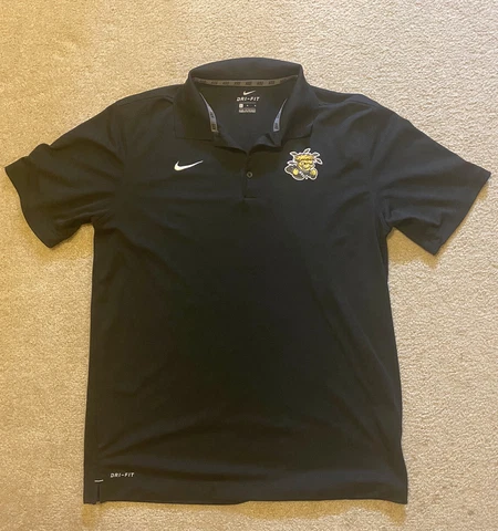 Wichita State Shockers Polo Shirt Mens Large Black Nike Dri-Fit Adult Cover