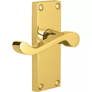 Lever Latch Door Handles Brass Finish Modern Victorian Scroll Door Handle Set - Picture 1 of 1