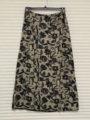 Falda Larga French Connection Talla 8 Negra Marrón Aspecto Batik Imitación Envoltura Fibra Natural Foto 1 de 4