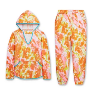 LYLY LILE Tie Dye Women's 2-Piece Set Sweatshirt Sweatpants - 2XL - Orange - Picture 1 of 9