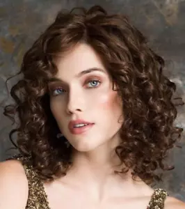 Brazilian Remy Human Hair Lace Front Wig Short Curly Brown Wigs For Women Daily - Picture 1 of 9
