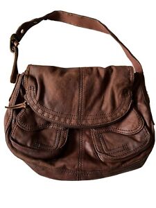 Lucky brand purse leather hobo medium shoulder bag with magnetic closure.