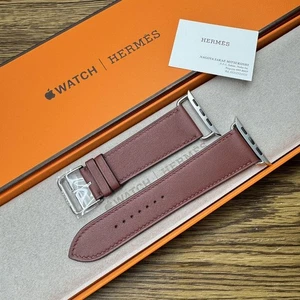 Bracelet Apple Watch Hermès Rouge H en cuir style Atelage 45 mm 44 mm 42 mm bracelet rouge - Photo 1 sur 10