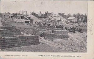 Slate Piles On The Quarry Banks Bangor Pennsylvania PA 1900s Postcard - Imagen 1 de 2