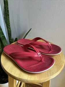Crocs Unisex Crocband Flip Flop Sandals Red Slip On Size Men’s 6/Women’s 8 - Picture 1 of 10