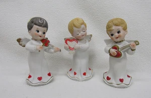 Vtg Lefton Angel Figurines Valentines Day Hearts - Picture 1 of 16