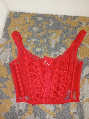 Victoria Secret Dream Angels Unlined Lace-Up Corset Top Red Size Small S New - Image 1 of 4