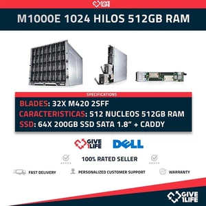 M1000E 1024 HILOS 512GB RAM - M1000e Blade Center 32x M420 64x E5-2450L 512 N... - Imagen 1 de 9