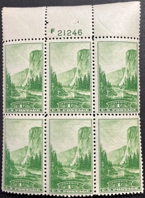 U.S. Scott #740, Upper P.B. of 6, Yosemite, California Issue, MNH Fine-Very Fine - Image 1 of 2