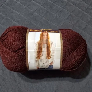 Lion Brand Pound of Love Yarn - Claret/Rouge Bordeaux 1020 Yards Acrylic Skein - Picture 1 of 5