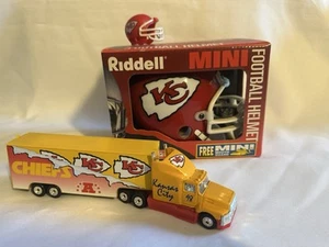 Riddell Mini Football Helmet KC Kansas City Chiefs Vintage 1990’s & Die Cast Tru - Picture 1 of 12