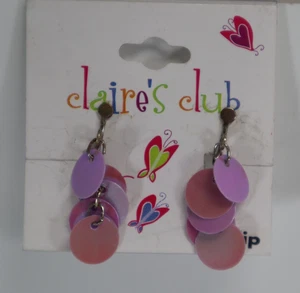 XTOP kleine lila Pailletten Ohrhänger CLIP ON OHRRINGE Claire's Club Schmuck - Bild 1 von 4