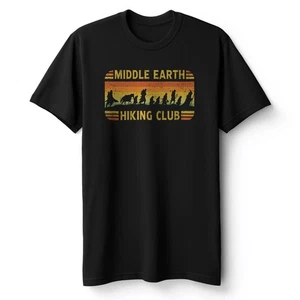 Middle Earth Hiking Club Men's T-Shirt Lord of the Rings Retro Tee - Picture 1 of 4