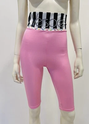 VERSACE Vintage Leggings Pantalones Cortos de Ciclismo Rosa Logo Elástico Talla 13 S Foto 1 de 4