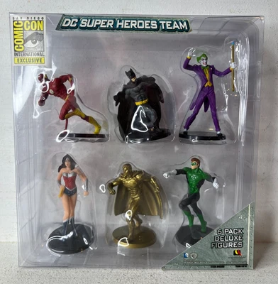 Paquete de 6 figuras de acción DC Comics Super Heroes Team San Diego Comic Con Foto 1 de 3