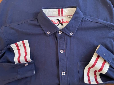 ROBERT GRAHAM X UNIQUE BLUE L/S STRETCH COTTON/SPANDEX SPORT SHIRT M/MINT - Image 1 of 4