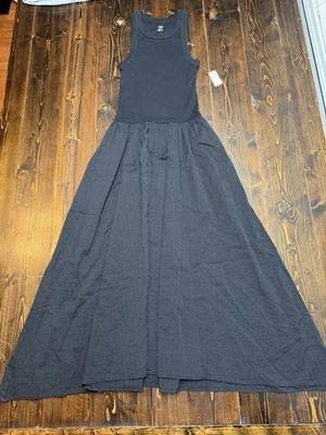 Aerie Ribbed At The Barre Dress, XS, Midi Length, True Black, New With Tags - Image 1 of 4