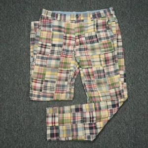 Pantalones Brooks Brothers Hombre 36x32 Azul Clark Indian Madras Patchwork Chino a Cuadros - Imagen 1 de 9