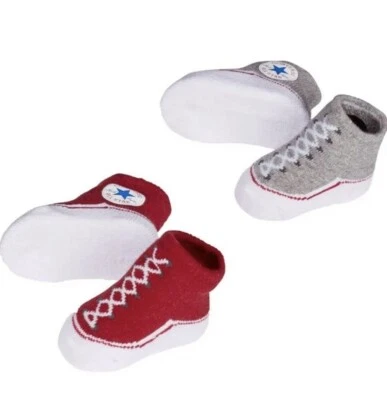Converse Baby - Botines Brillantes Bebé Infantil - Paquete de 2, (Rojo/Gris), 0-6 Meses NUEVO Foto 1 de 3
