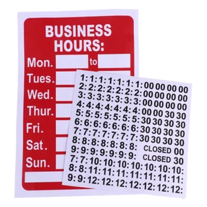 PVC Business Hours Sign with Number Sticker Signs Plastic Vinyl Sign=YA - Picture 1 of 12