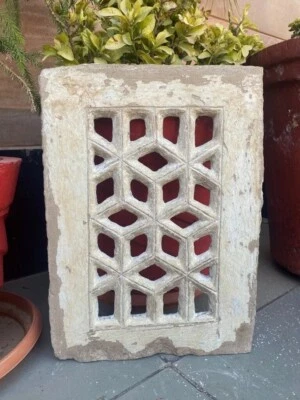 Antiguo panel de ventana de pared tallado a mano floral corte Jali panel islámico años 1800 Foto 1 de 4