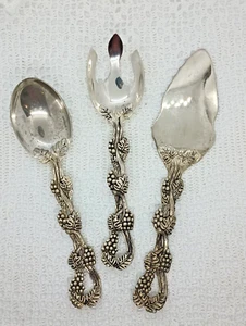 Godinger Silver Art Co. Ensalada y Pastel Diseño de Vid Ornamentado Servicio de Tres Piezas - Imagen 1 de 4