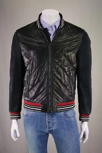 Salvatore Ferragamo Black Suede & Leather Quilted Bomber Jacket Men's 38/S-M - Picture 1 of 9