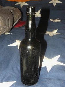 Seltene antike frühe 1800er Handarbeit Form mundgeblasen grün Whisky Glas Pontil Flasche - Bild 1 von 19
