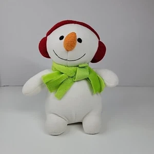 Peluche muñeco de nieve Dan Dee Collectors Choice con bufanda verde y orejeras rojas - Imagen 1 de 7